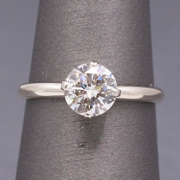 Sparkling Natural Diamond Solitaire Engagement Ring in 14k White Gold