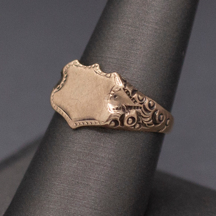 Wonderful Antique Victorian Shield Blank Signet Ring in 14k Gold