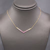 Ombre Pink Sapphire V Station Necklace in 14k Yellow Gold