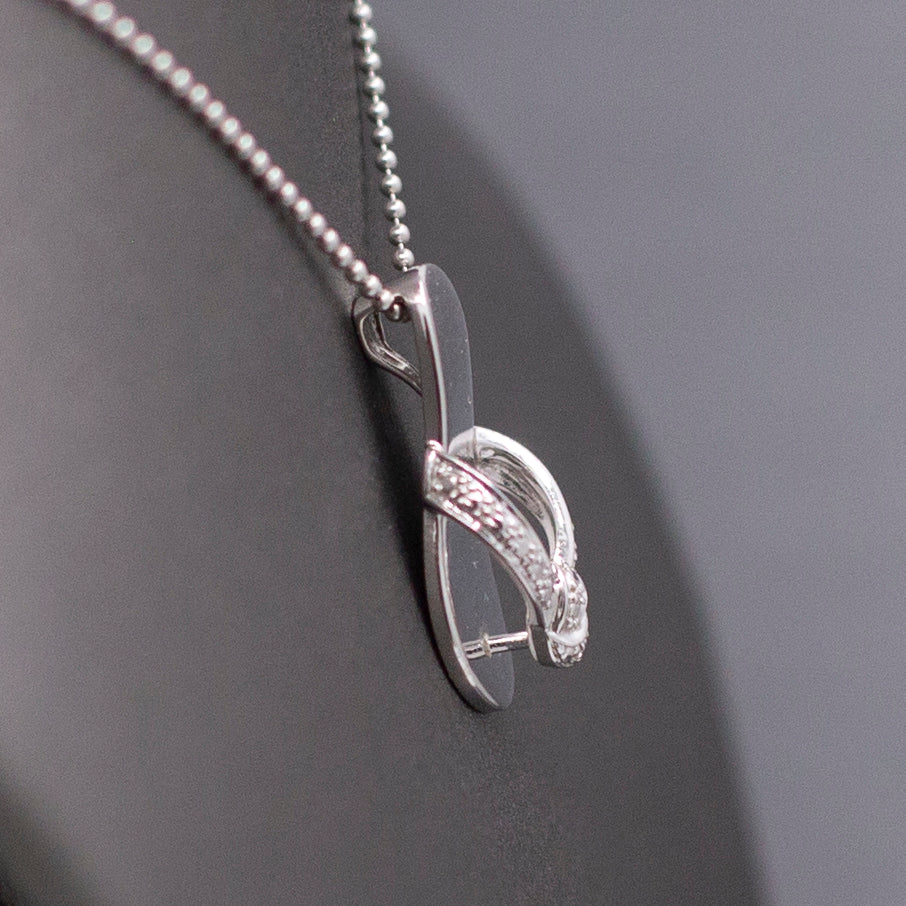 Classic Hawaiian Flip Flop Sandal Pendant Charm Necklace in 14k White Gold