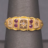 Antique Victorian Gypsy Set Ruby and Rose Cut Diamond Band Ring in 15k Yellow Gold