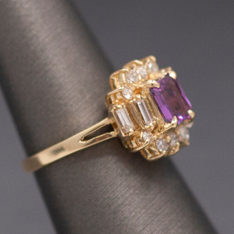 Stunning Pink Sapphire and Diamond Statement Ring in 14k Yellow Gold