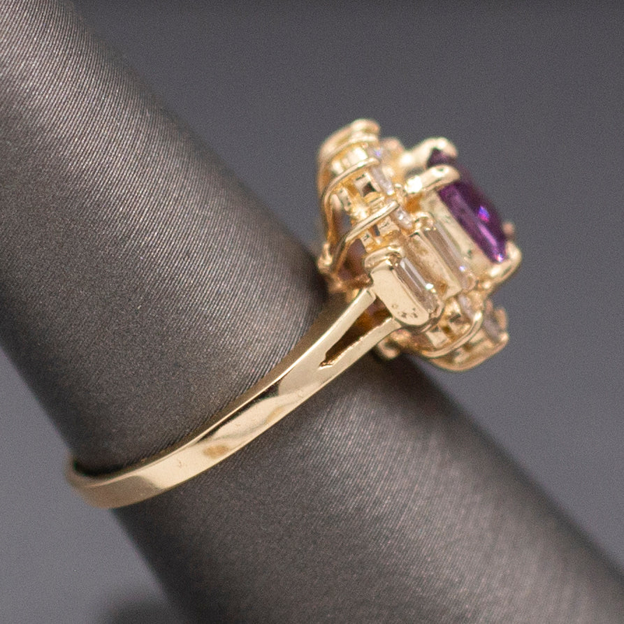 Stunning Pink Sapphire and Diamond Statement Ring in 14k Yellow Gold