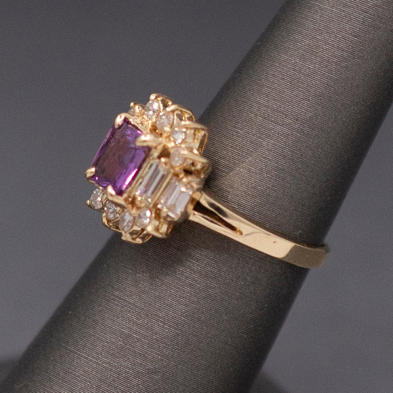Stunning Pink Sapphire and Diamond Statement Ring in 14k Yellow Gold