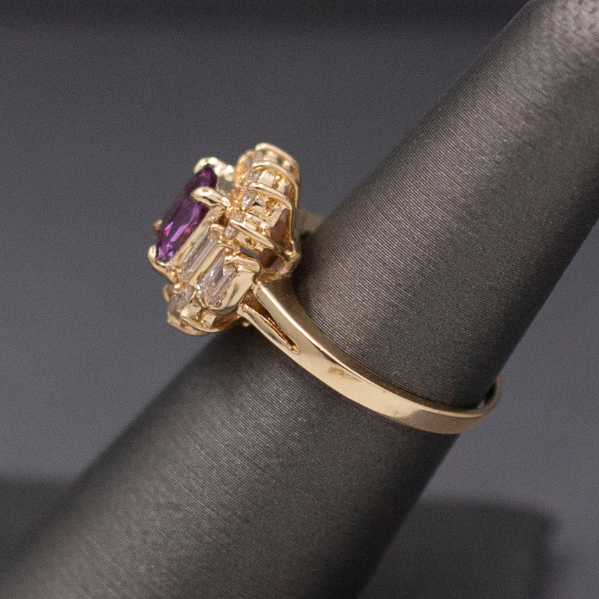 Stunning Pink Sapphire and Diamond Statement Ring in 14k Yellow Gold