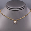 Sparkling Old European Cut Diamond Pendant on Paper Clip Chain in 14k Yellow Gold