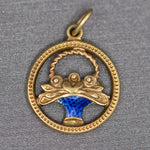Enamel Flower Basket Charm Pendant in 14k Yellow Gold