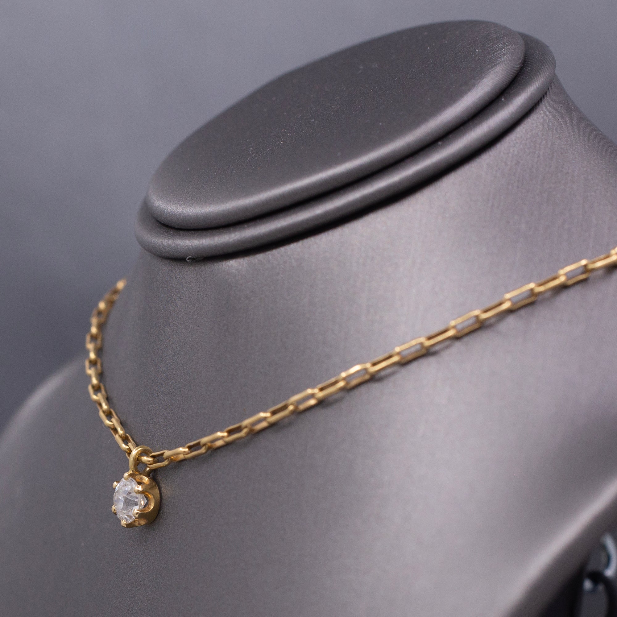 Sparkling Old European Cut Diamond Pendant on Paper Clip Chain in 14k Yellow Gold