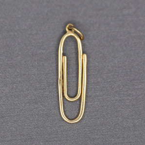 Paperclip Charm Pendant in 14k Yellow Gold