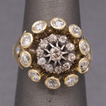 Vintage Old Mine and Old European Cut Diamond Cocktail Ring in 14k Yellow Gold