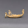 Venetian Gondolier Paddling with Gondola in Venice Charm Pendant in 18k Yellow Gold