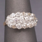 Antique Edwardian Low Profile Old Mine Cut Diamond Pave Ring in 14k and Platinum