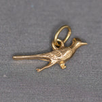 Vintage Road Runner Bird Charm Pendant in 14k Yellow Gold
