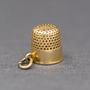 Miniature Thimble Sewing Charm Pendant in 14k Yellow Gold