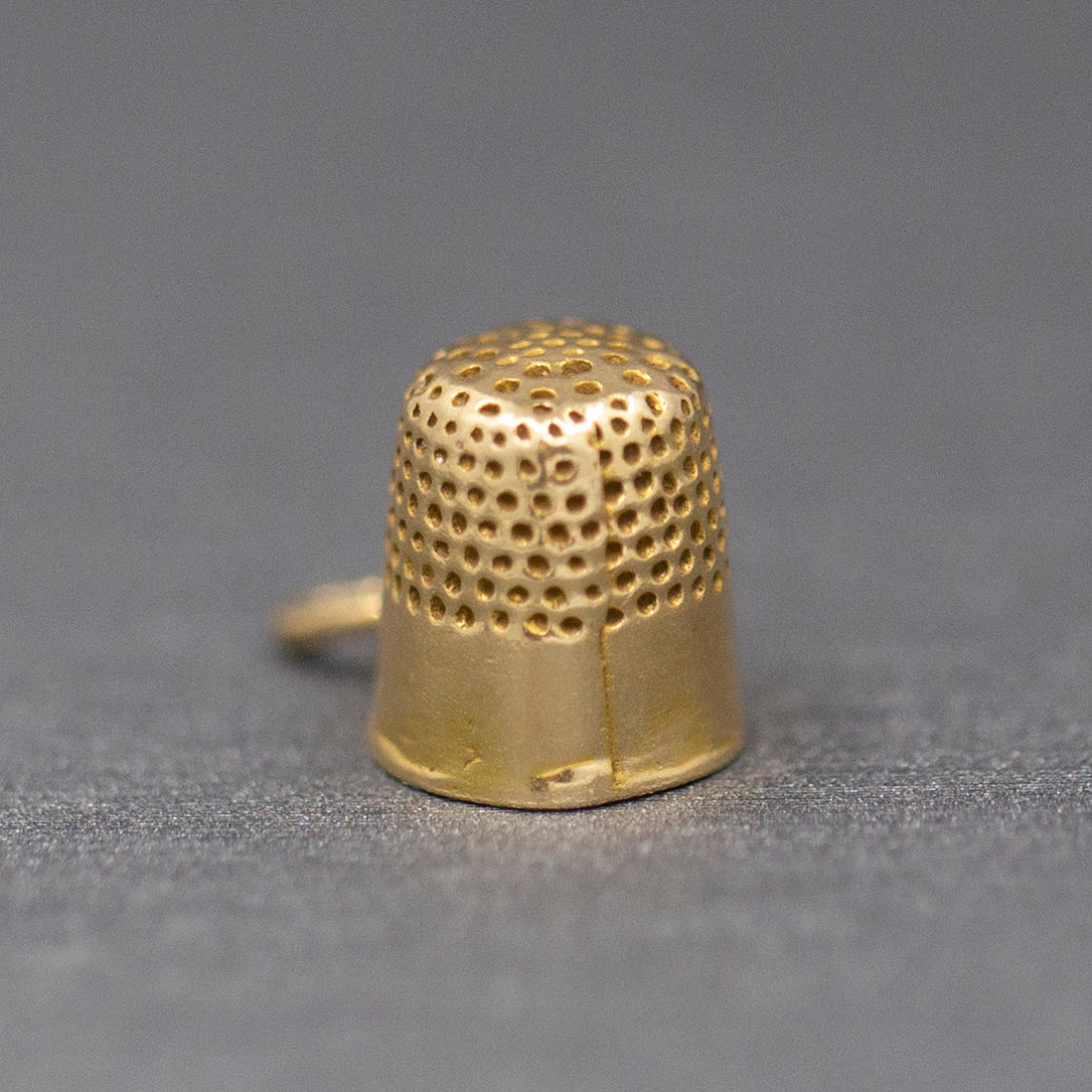 Miniature Thimble Sewing Charm Pendant in 14k Yellow Gold