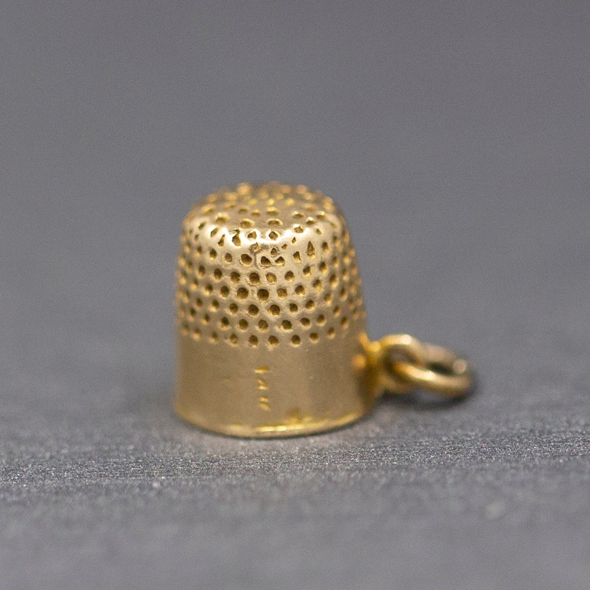 Miniature Thimble Sewing Charm Pendant in 14k Yellow Gold