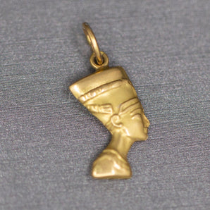Egyptian Queen Nefertiti Small Charm Pendant in 14k Yellow Gold