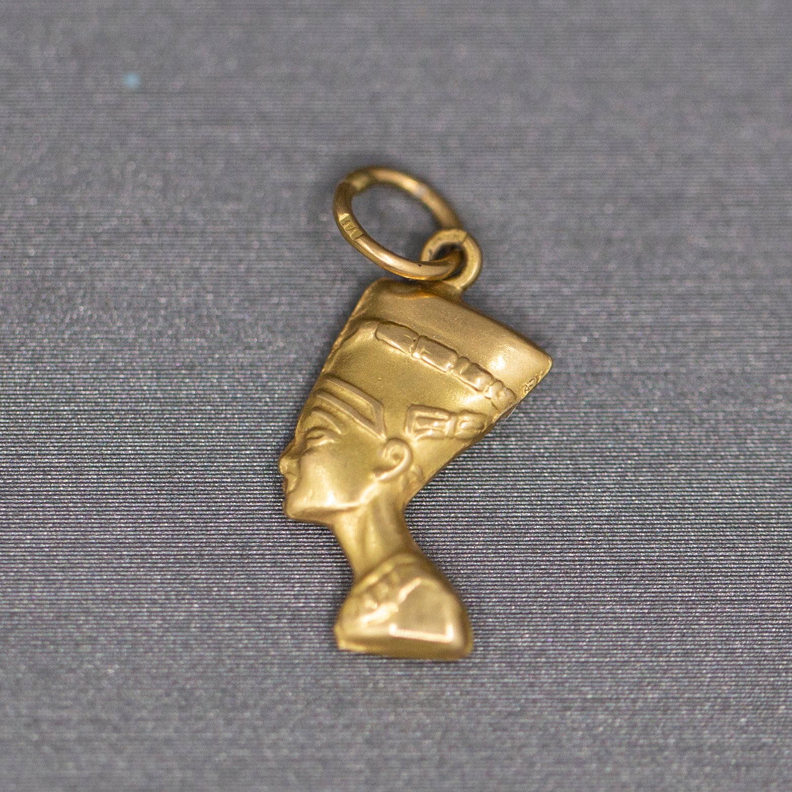 Egyptian Queen Nefertiti Small Charm Pendant in 14k Yellow Gold