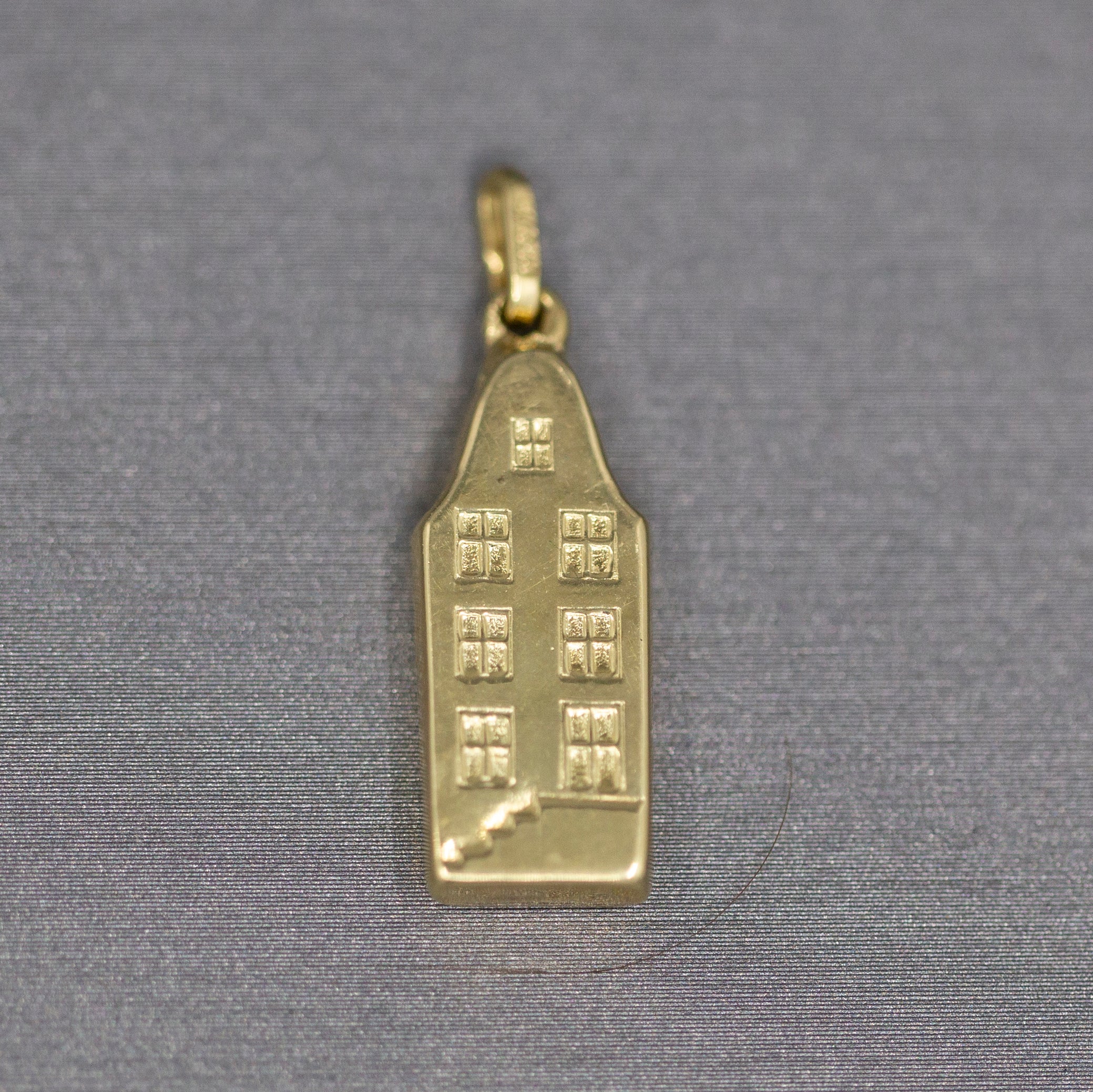 Dutch Holland Amsterdam Canal House Charm Pendant in 14k Yellow Gold