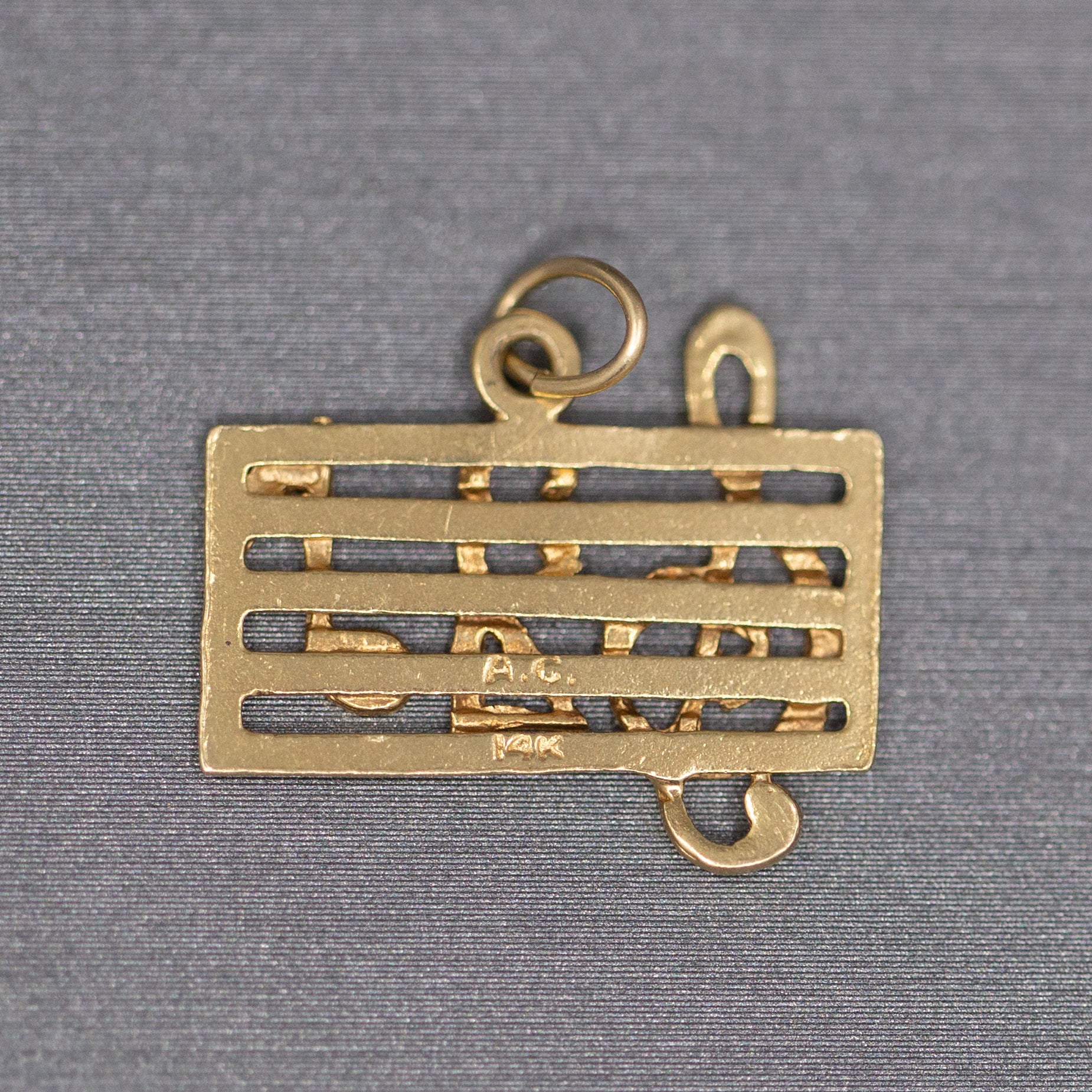 Musical Score Waltz Charm Pendant in 14k Yellow Gold