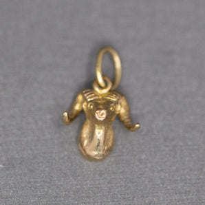 Ram's Head Aires Charm Pendant in Solid 10k Yellow Gold