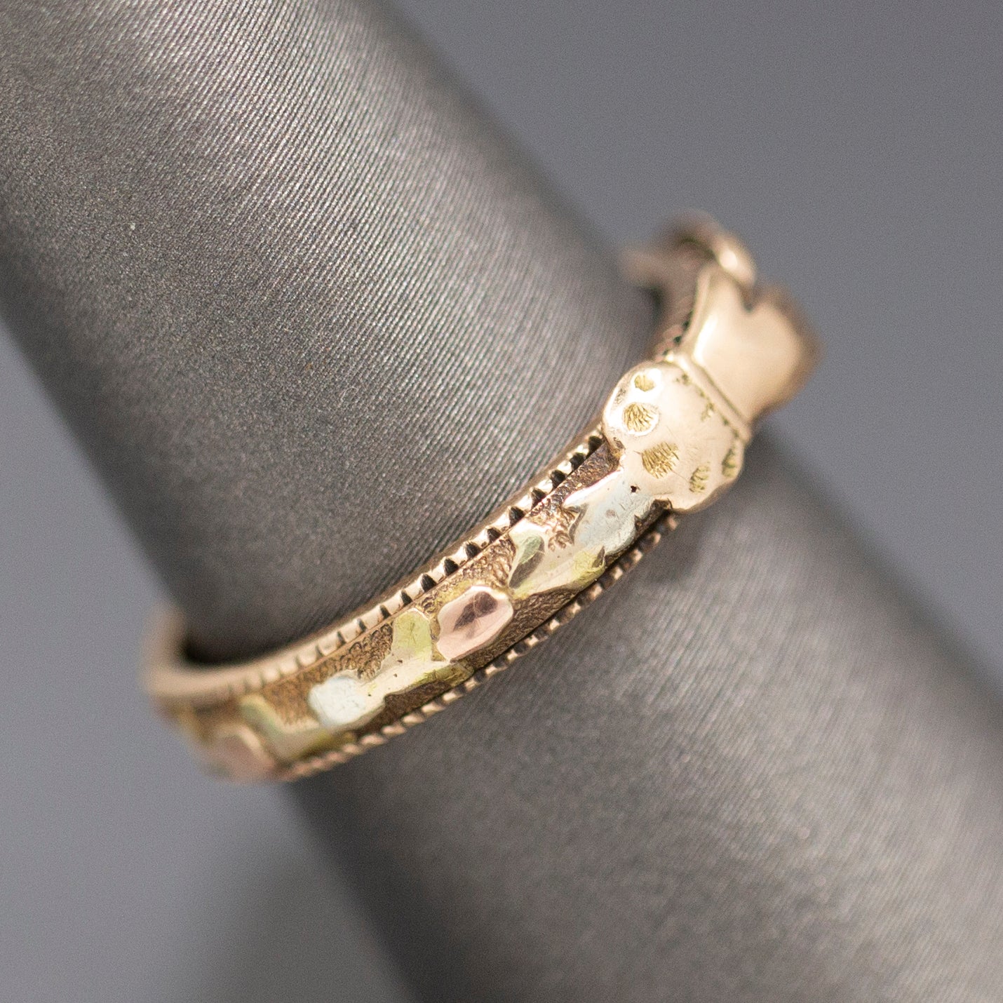 Antique Victorian Gimmel Fede Wedding Betrothal Ring in 14k Rose and Yellow Gold Size 7