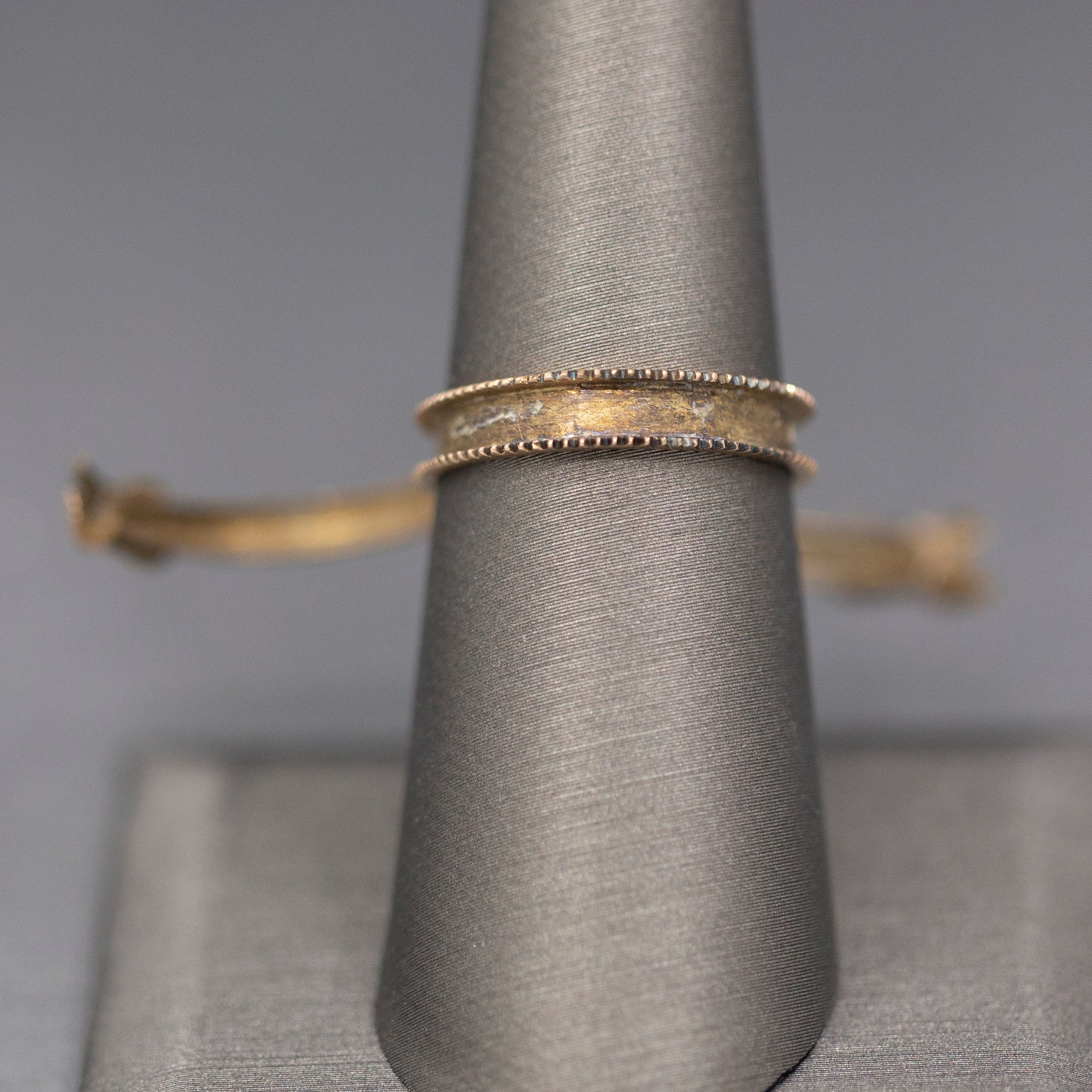 Antique Victorian Gimmel Fede Wedding Betrothal Ring in 14k Rose and Yellow Gold Size 7
