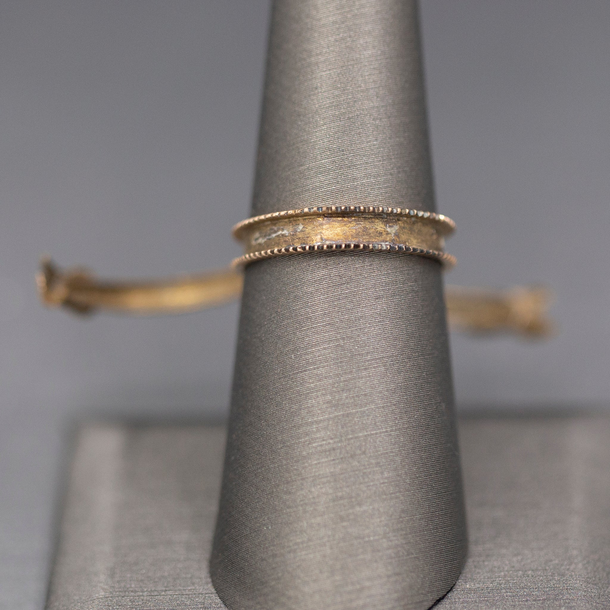 Antique Victorian Gimmel Fede Wedding Betrothal Ring in 14k Rose and Yellow Gold Size 7