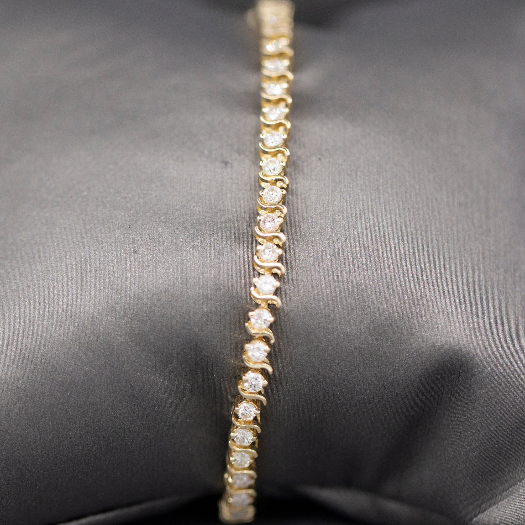 Sparkling S Link Diamond Tennis Bracelet in 14k Yellow Gold 3.50cttw