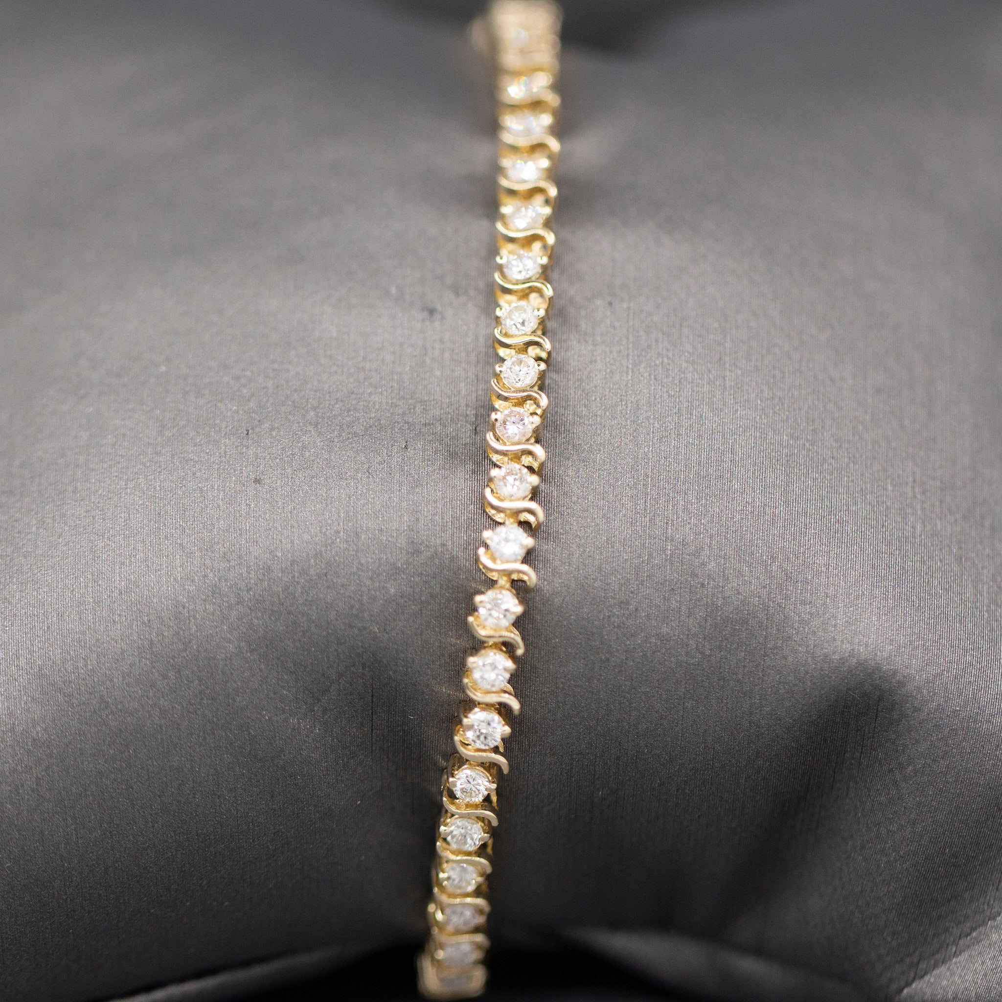 Sparkling S Link Diamond Tennis Bracelet in 14k Yellow Gold 3.50cttw