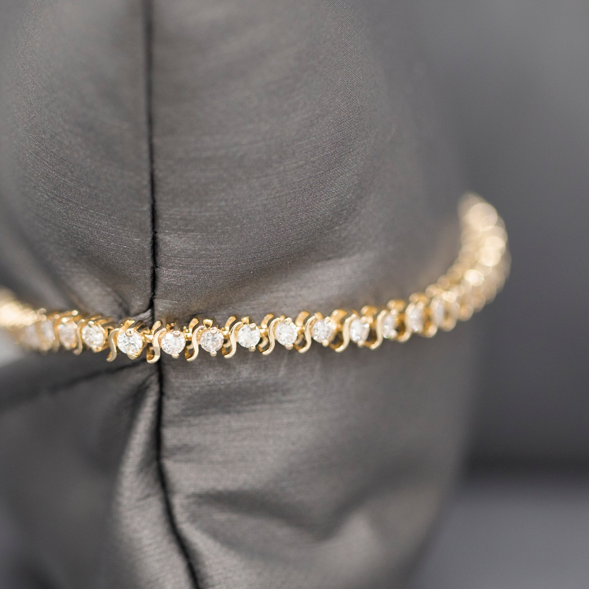 Sparkling S Link Diamond Tennis Bracelet in 14k Yellow Gold 3.50cttw