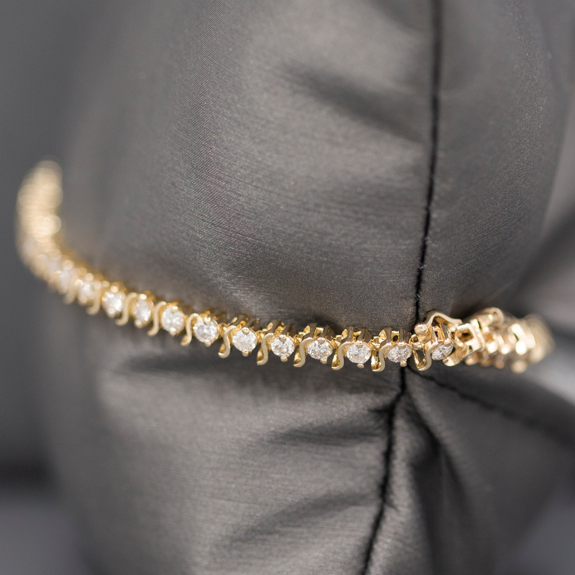 Sparkling S Link Diamond Tennis Bracelet in 14k Yellow Gold 3.50cttw