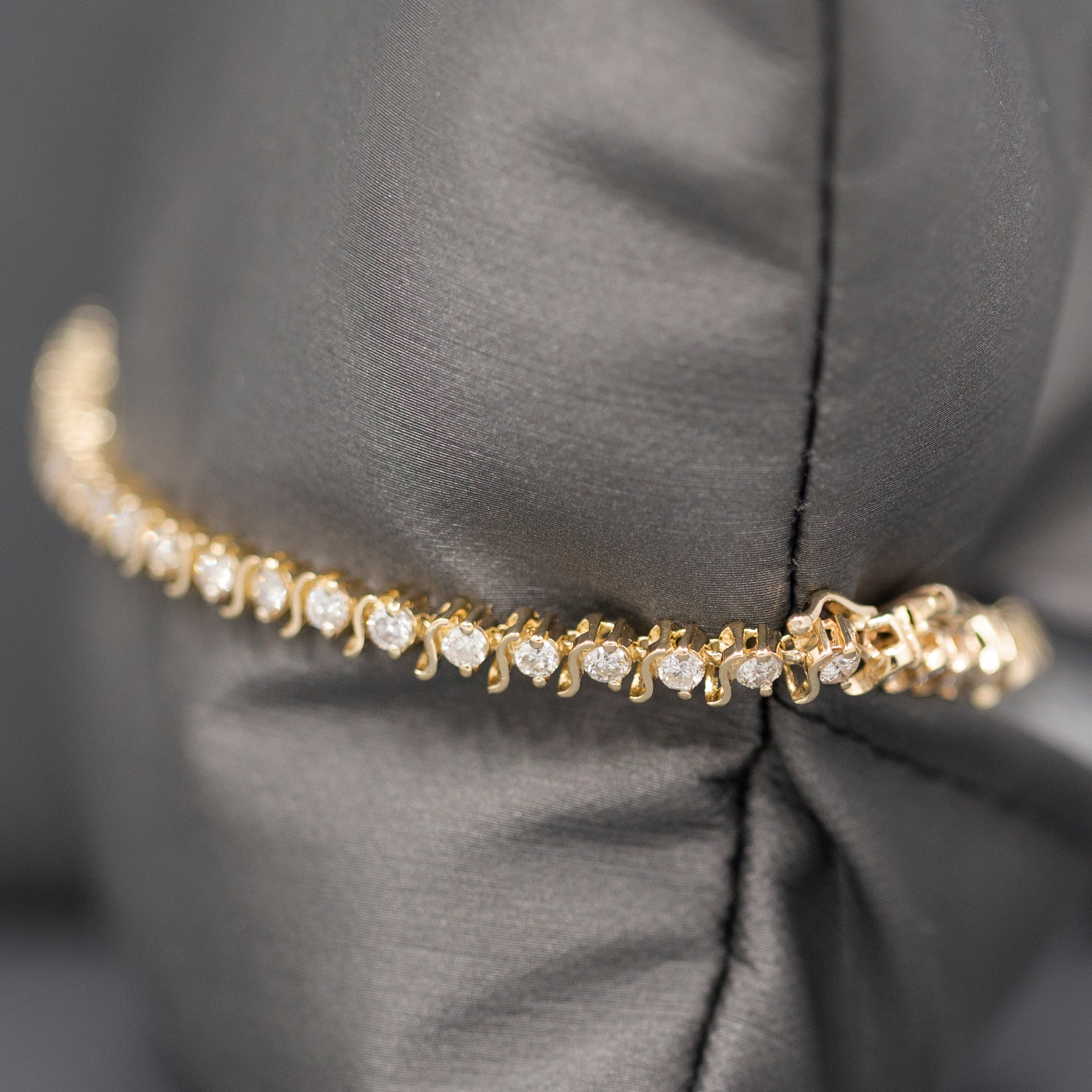 Sparkling S Link Diamond Tennis Bracelet in 14k Yellow Gold 3.50cttw