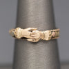 Antique Victorian Gimmel Fede Wedding Betrothal Ring in 14k Rose and Yellow Gold Size 7
