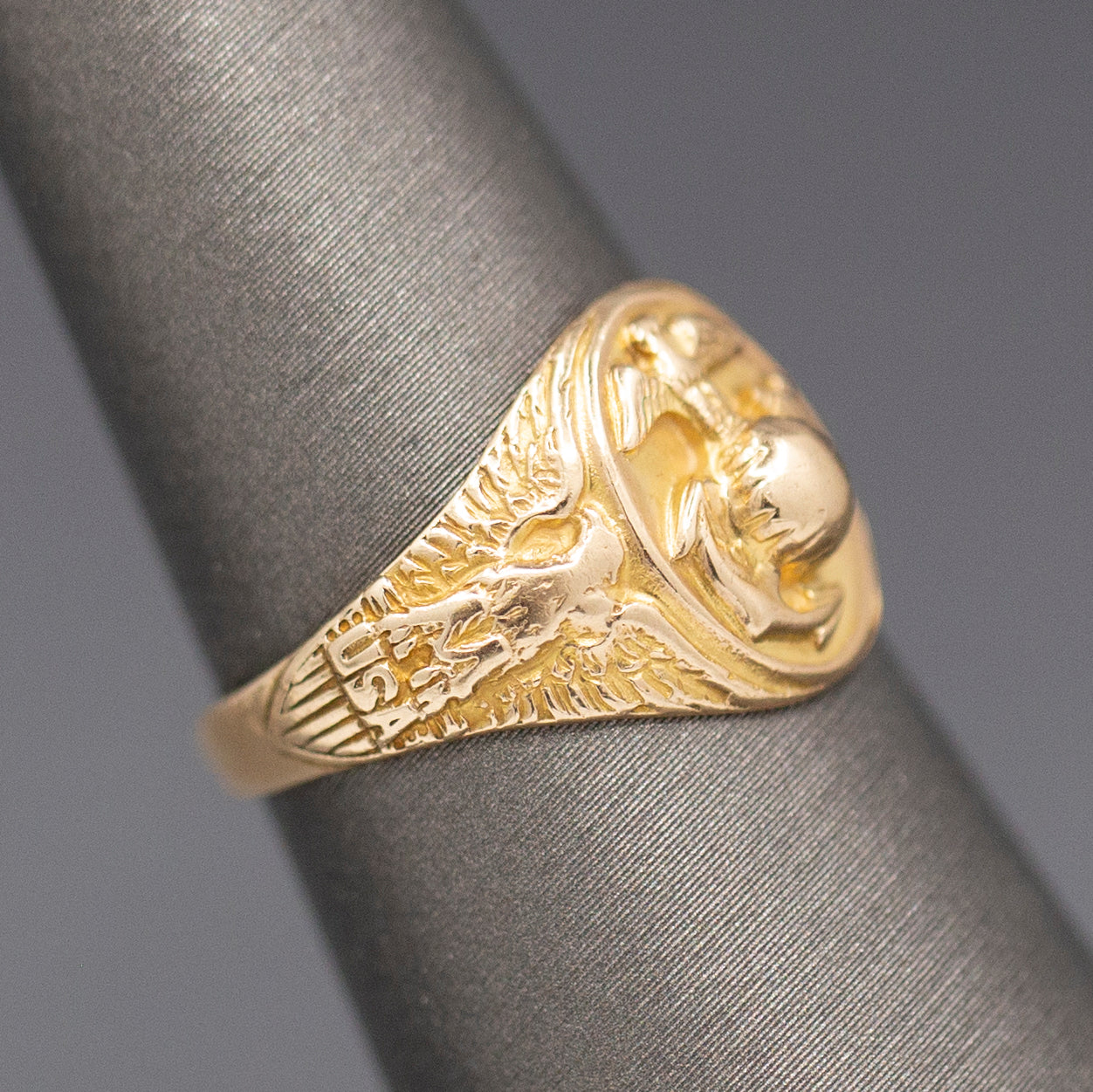 Antique 1910 United States Marines Signet Ring in 10k Yellow Gold