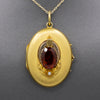 Exquisite Art Nouveau Madeira Citrine and Seed Pearl Large Locket in 14k Yellow Gold