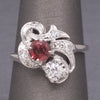Petite Ruby and Old European Cut Diamond Cocktail Ring in 14k White Gold