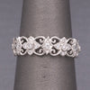 Exquisite Diamond Filigree Wide Band Ring in 18k White Gold, Lace Eternity Ring