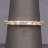 Petite Stackable Round & Baguette Cut Natural Diamond Ring in 14k Yellow Gold