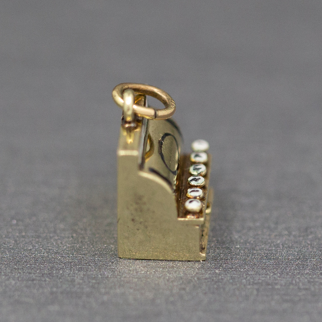 Vintage Sloan and Co Old Fashioned Enameled Cash Register Charm in 14k Yellow Gold