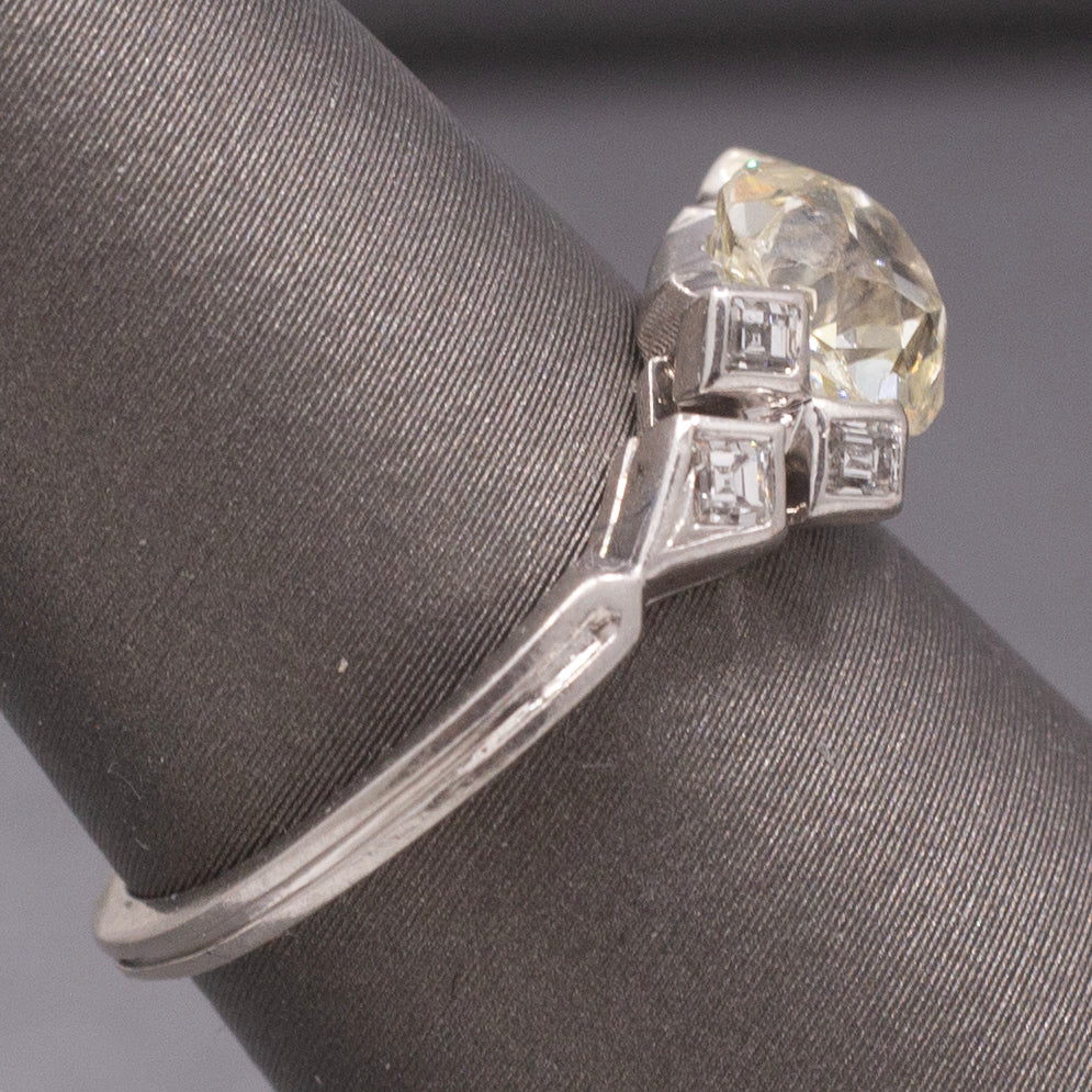 Antique GIA Certified Old Mine Cut Diamond Engagement Ring in Platinum