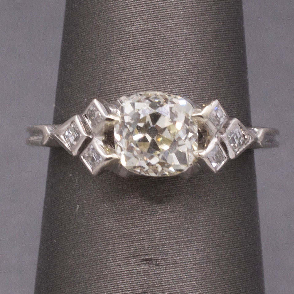 Antique GIA Certified Old Mine Cut Diamond Engagement Ring in Platinum