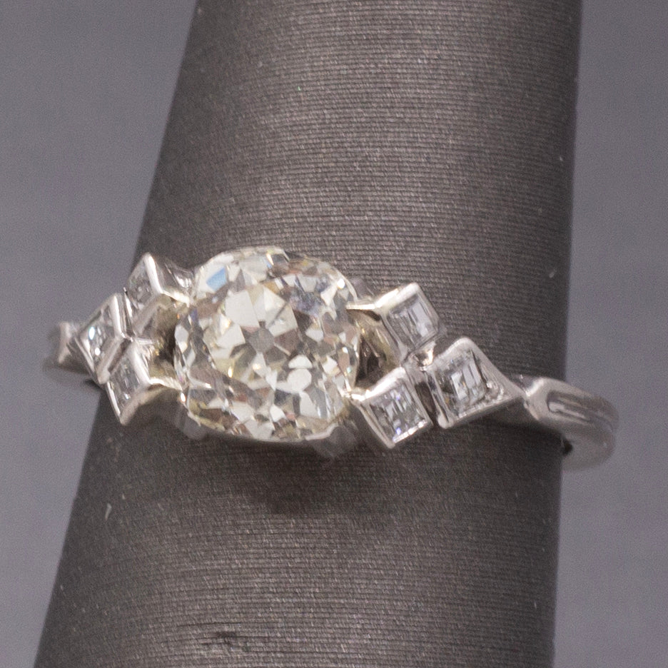 Antique GIA Certified Old Mine Cut Diamond Engagement Ring in Platinum