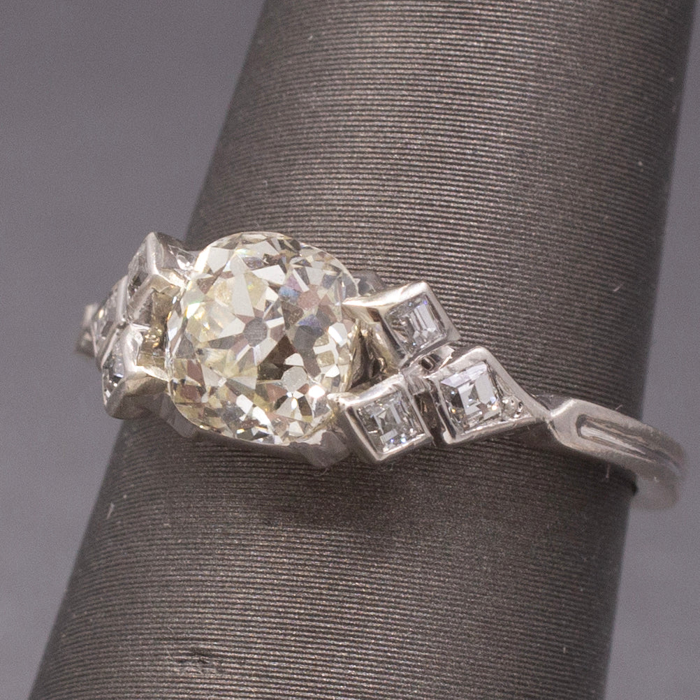 Antique GIA Certified Old Mine Cut Diamond Engagement Ring in Platinum