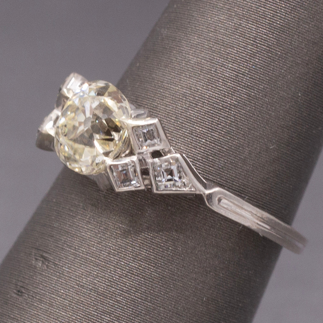 Antique GIA Certified Old Mine Cut Diamond Engagement Ring in Platinum