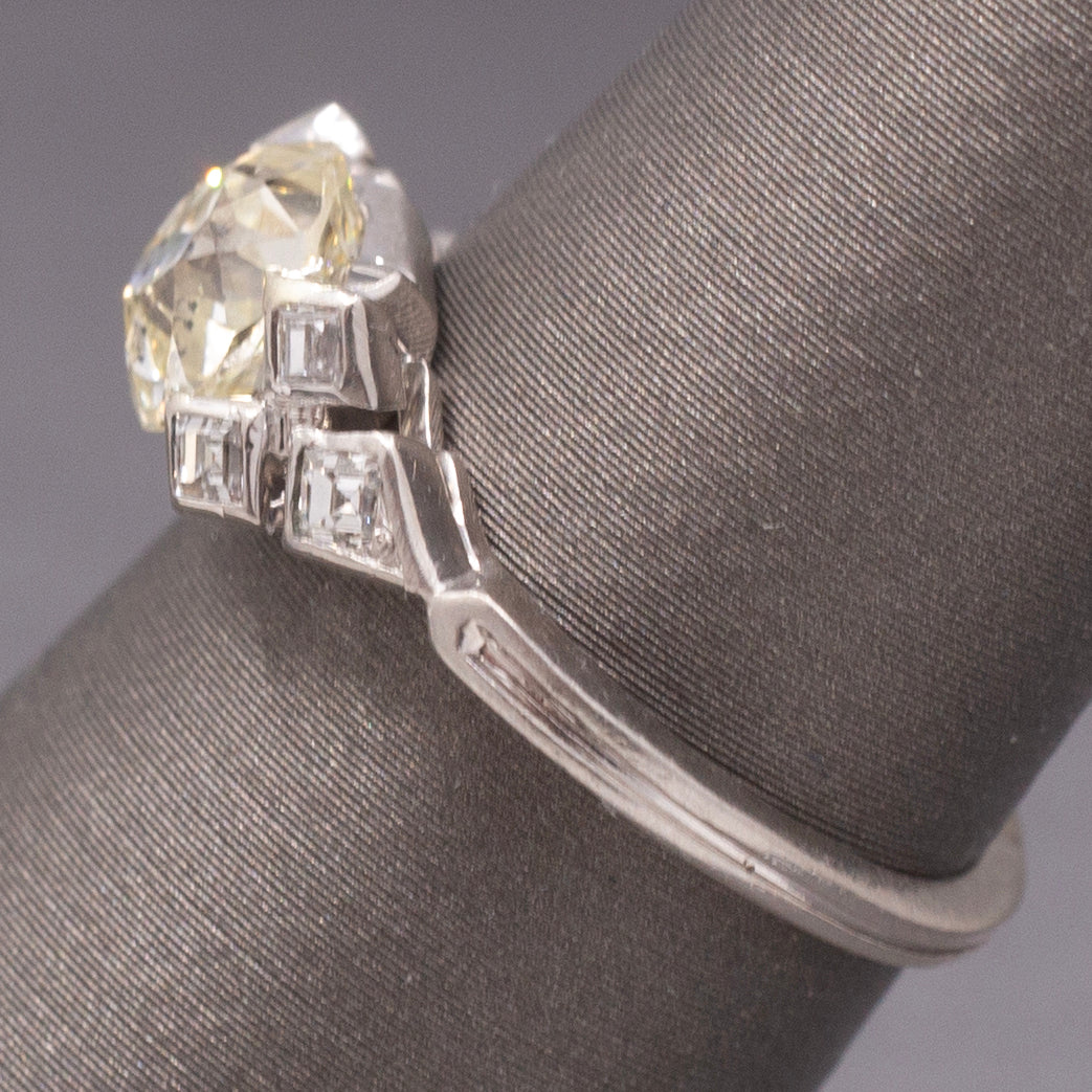 Antique GIA Certified Old Mine Cut Diamond Engagement Ring in Platinum