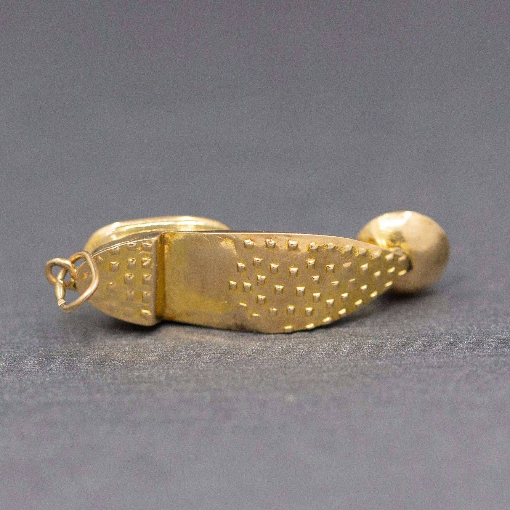 Vintage Turkish Shoe Sabah Slipper Nalins Charm in 18k Yellow Gold with Rubies