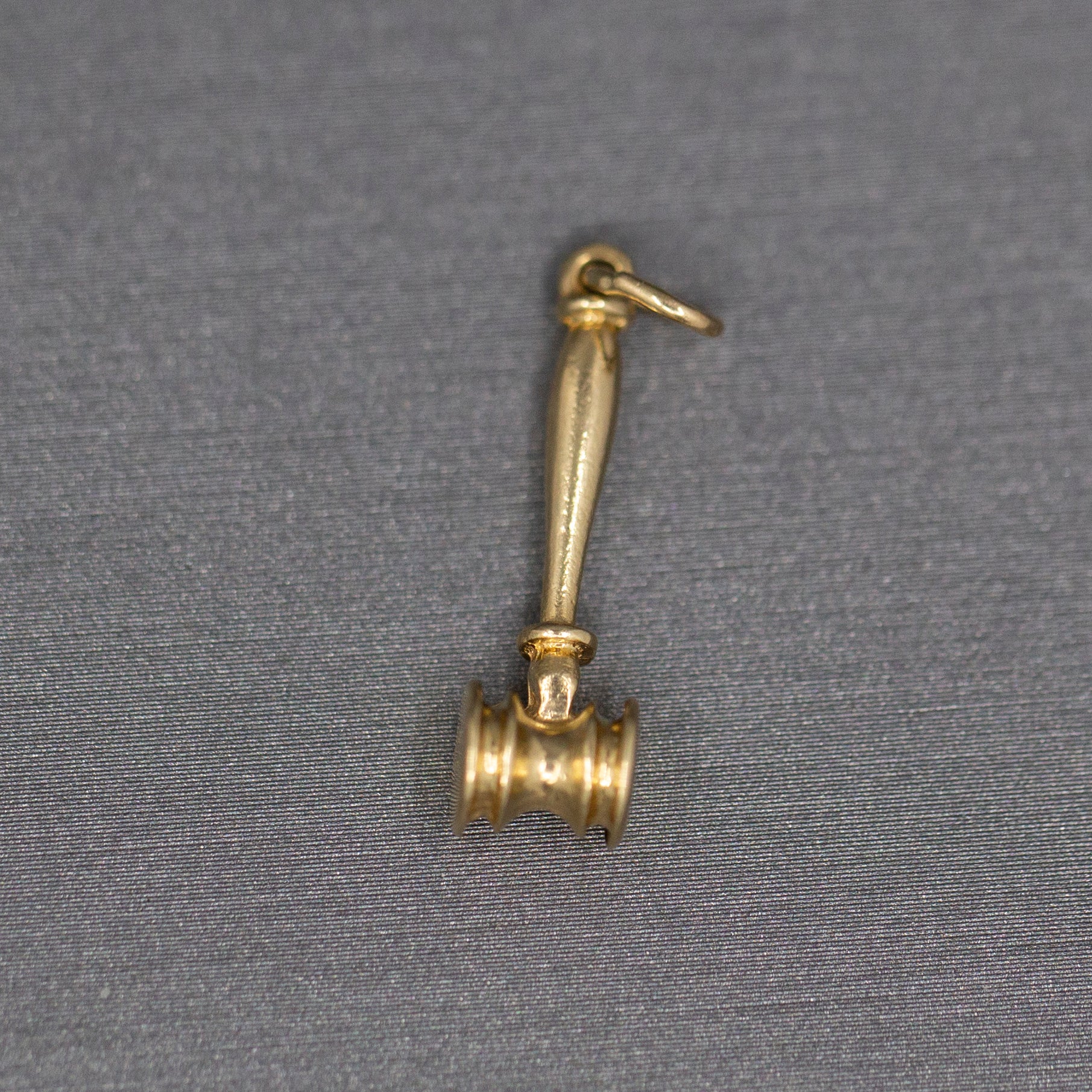 Judge's Gavel Pendant Charm in Solid 14k Yellow Gold