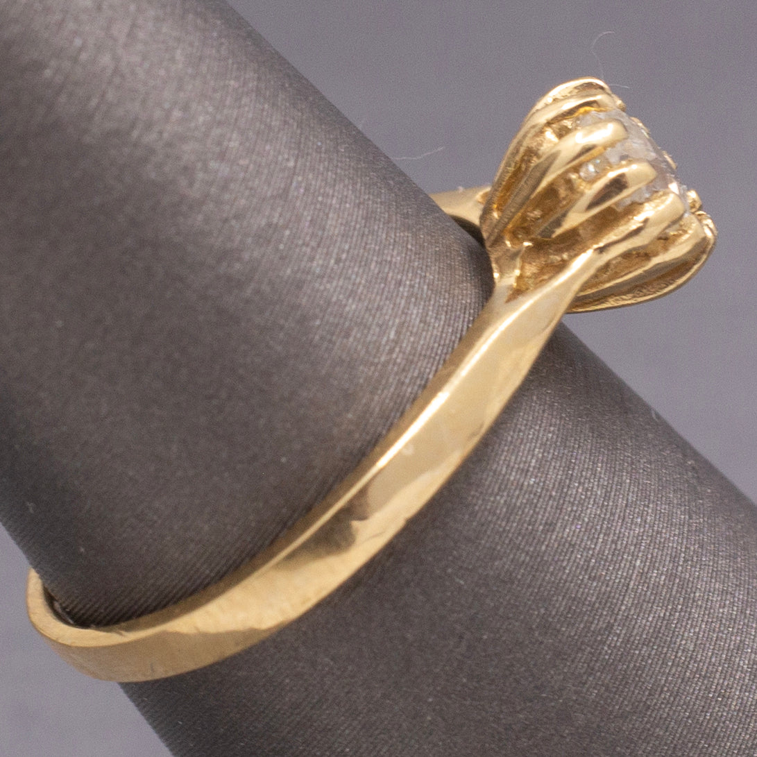 Antique Victorian Elongated Old Mine Cut Cushion Natural Diamond Ring in 14k YG