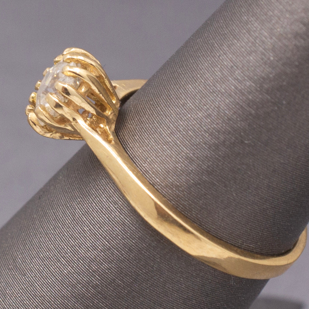 Antique Victorian Elongated Old Mine Cut Cushion Natural Diamond Ring in 14k YG